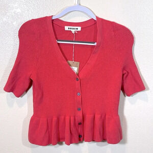 BODEN Ribbed Peplum Cardigan size small
